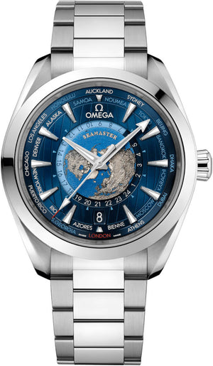 Omega Aqua Terra 150M GMT Worldtimer Co-Axial 43mm 220.10.43.22.03.001 - three-quarter view