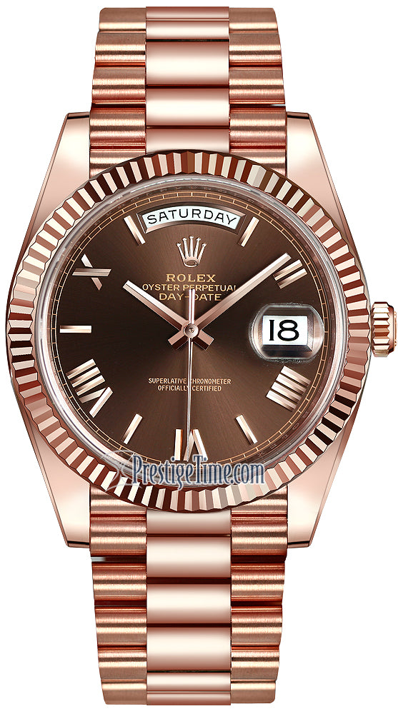 Rolex Day-Date 40mm Everose Gold 228235 - front view