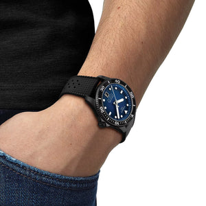 Tissot Seastar 1000 Powermatic 80 Black PVD 40mm - Blue on Rubber Strap T1208073704100 - case profile