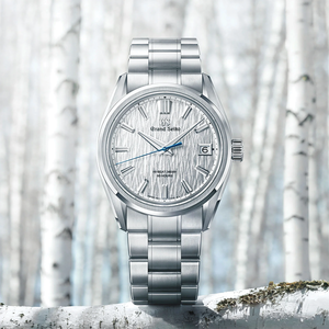 Grand Seiko E9 "White Birch" Hi-Beat Ever-Brilliant Steel 40mm - White on Bracelet SLGH031 - three-quarter view