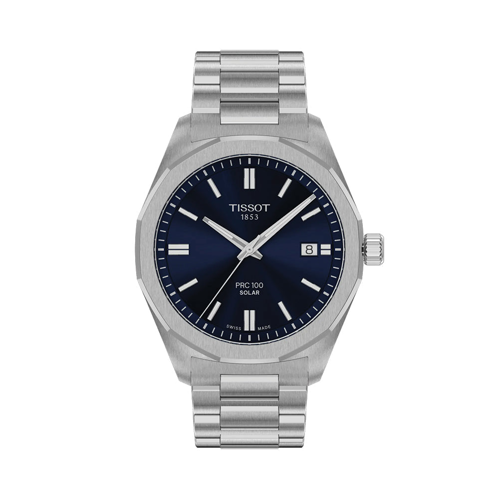 Tissot PRC 100 Solar Quartz 39mm - Blue on Bracelet T1514221104100 - front view