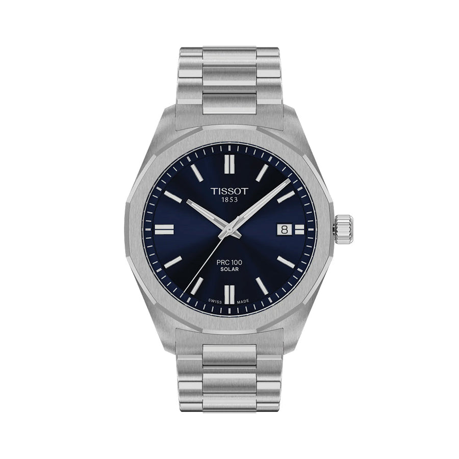 Tissot PRC 100 Solar Quartz 39mm - Blue on Bracelet T1514221104100 - front view