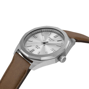Tissot PRC 100 Solar Quartz 39mm - Silver on Leather Strap T1514221603100 - case profile