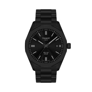 Tissot PRC 100 Solar Quartz 39mm - Black on Bracelet T1514223305100 - front view