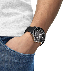 Tissot Seastar 2000 Professional Powermatic 80 46mm - Black on Rubber Strap T120.607.17.441.00 - three-quarter view