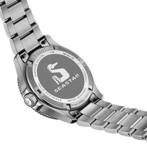 Tissot Seastar 1000 GMT Quartz 40mm - Black w/ Green/Black Bezel on Bracelet T1208521105100 - caseback
