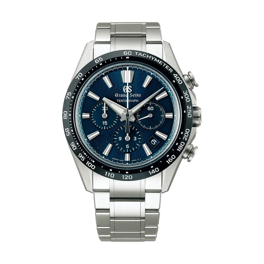 Grand Seiko Evolution 9 Tentagraph Hi-Beat 36000 43.2mm - Blue on Bracelet SLGC001 - front view
