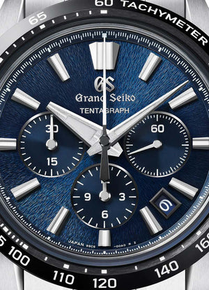 Grand Seiko Evolution 9 Tentagraph Hi-Beat 36000 43.2mm - Blue on Bracelet SLGC001 - three-quarter view