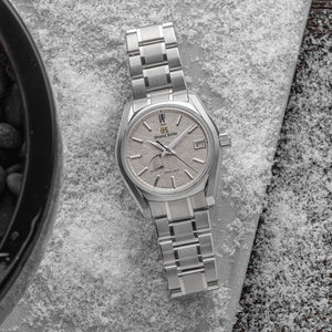Grand Seiko "Winter Taisetsu" Heritage Spring Drive 40mm - Grey on Bracelet SBGA415 - three-quarter view