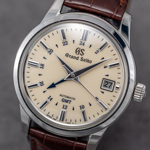 Grand Seiko Elegance Mechanical GMT 39.5mm - Ivory on Leather Strap SBGM221 - caseback