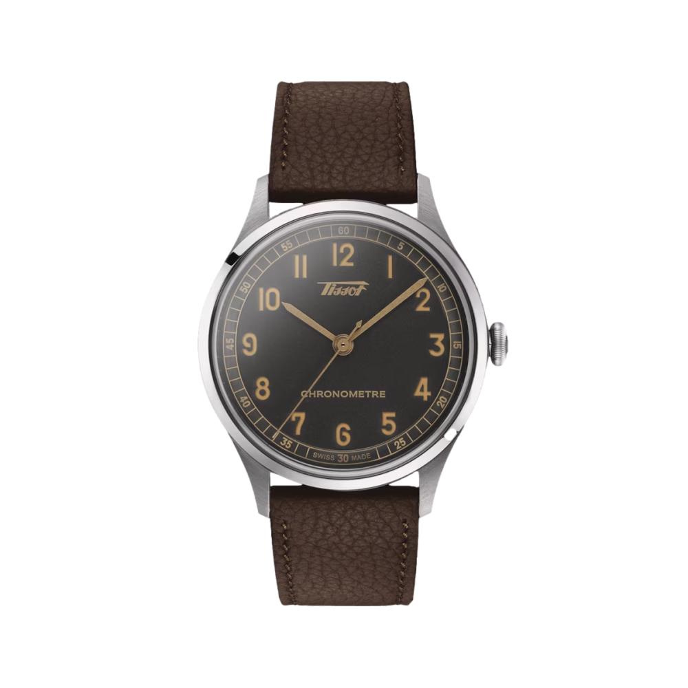 Tissot Heritage 1938 COSC Anthracite 39mm - Anthracite on Leather Strap T1424641606200 - front view