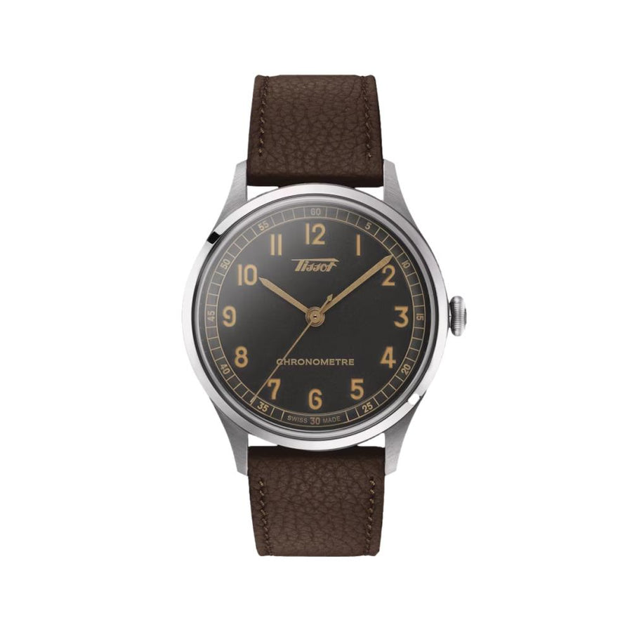 Tissot Heritage 1938 COSC Anthracite 39mm - Anthracite on Leather Strap T1424641606200 - front view