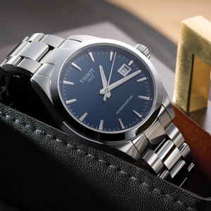 Tissot Gentleman 38mm - Blue on Bracelet T1658071104100 - three-quarter view
