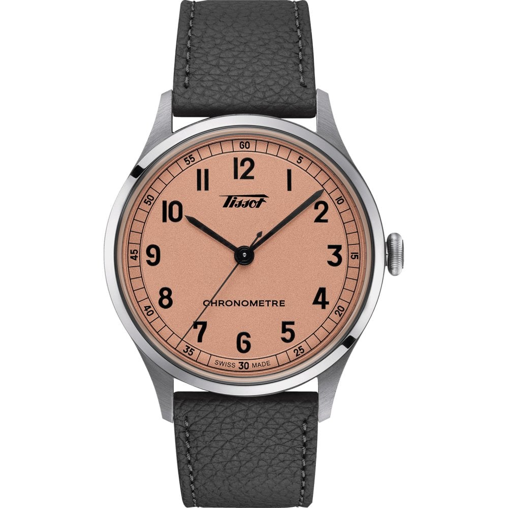 Tissot Men's HERITAGE 1938 Grey Leather Chronometer Watch T142.464.16.332.00 - front view
