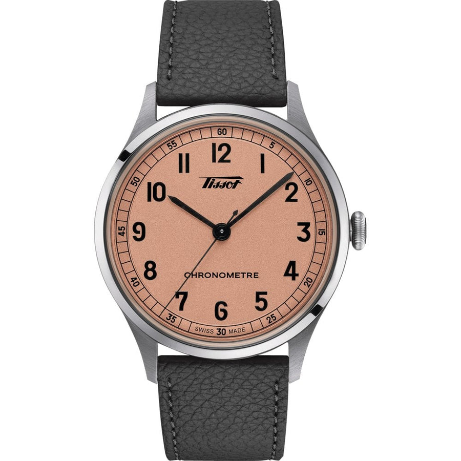 Tissot Men's HERITAGE 1938 Grey Leather Chronometer Watch T142.464.16.332.00 - front view